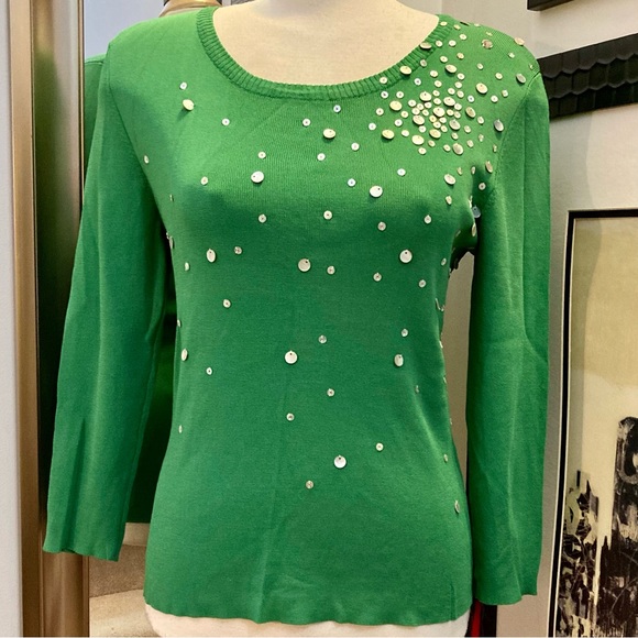 Vintage Rudy Rd. Abalone shell apple green sweater size medium - Picture 4 of 13